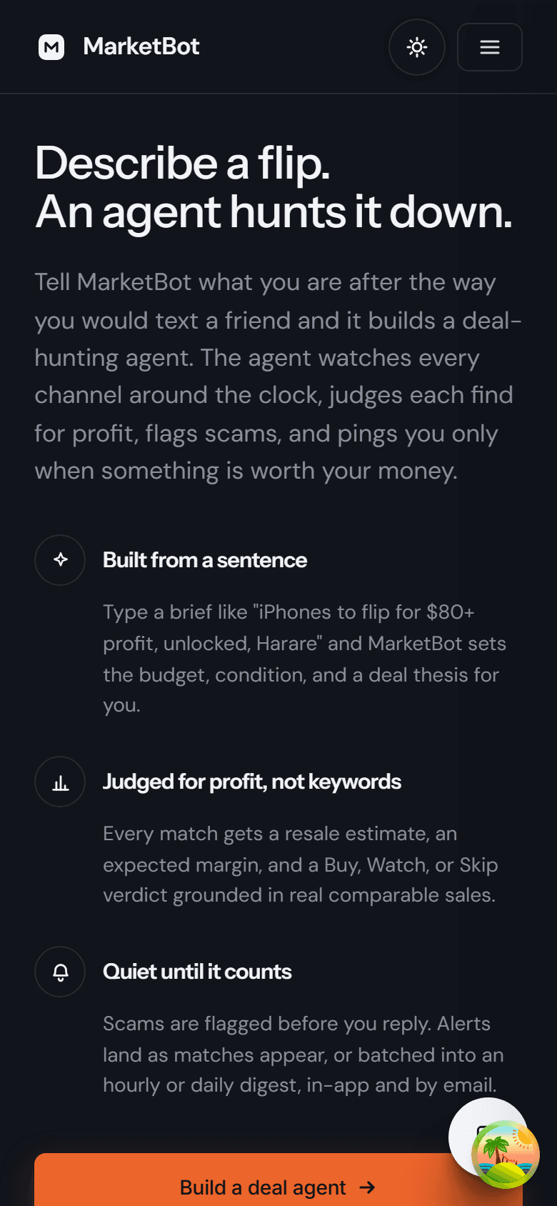 MarketBot — Describe a flip, agent hunts it