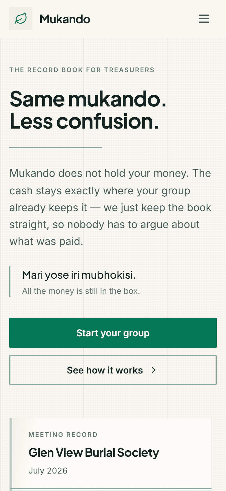 Mukando — Same mukando, less confusion